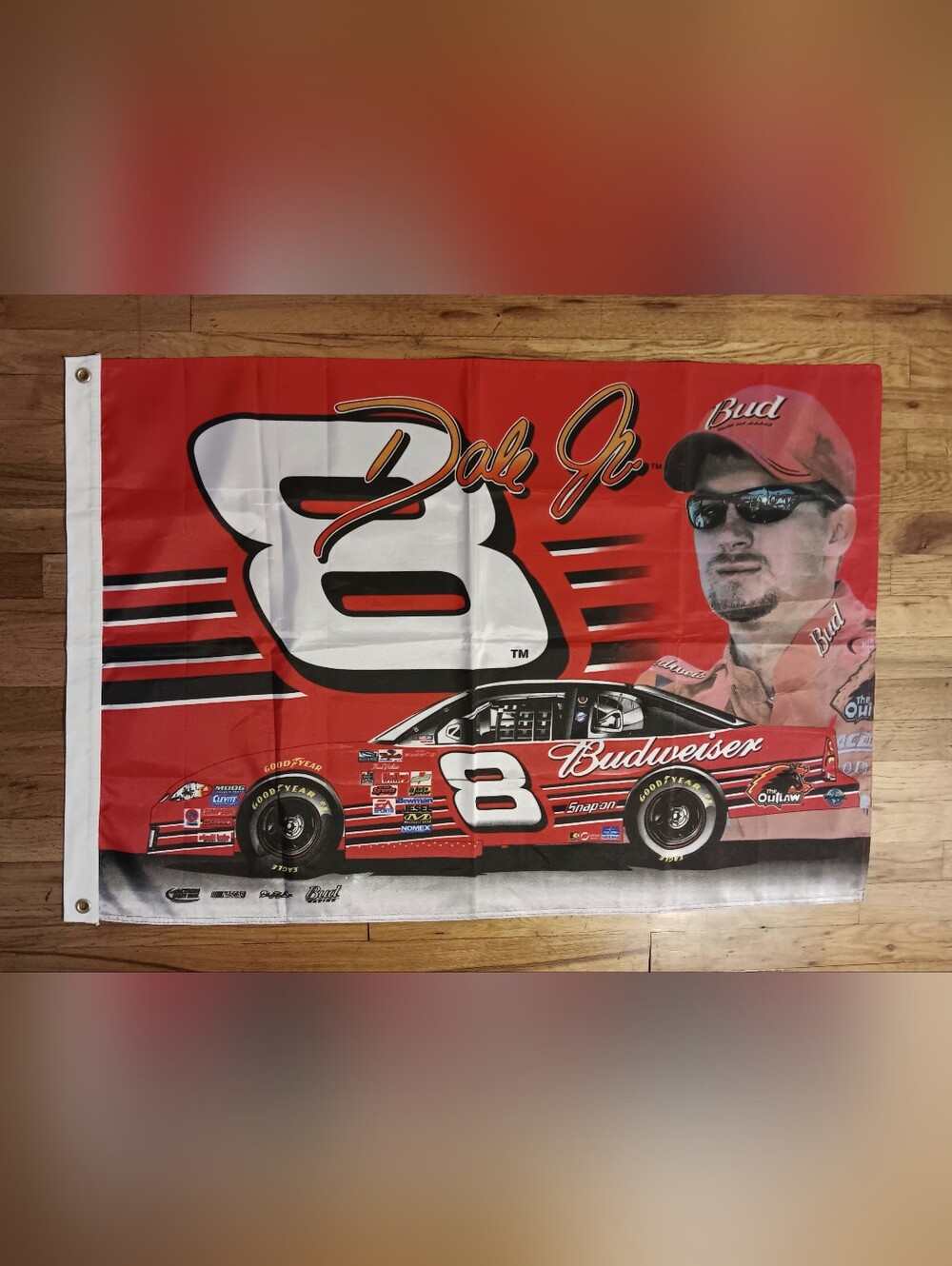 Vintage Dale Earnheardt #8 Budweiser Nascar Flag DEI Era Racing Banner